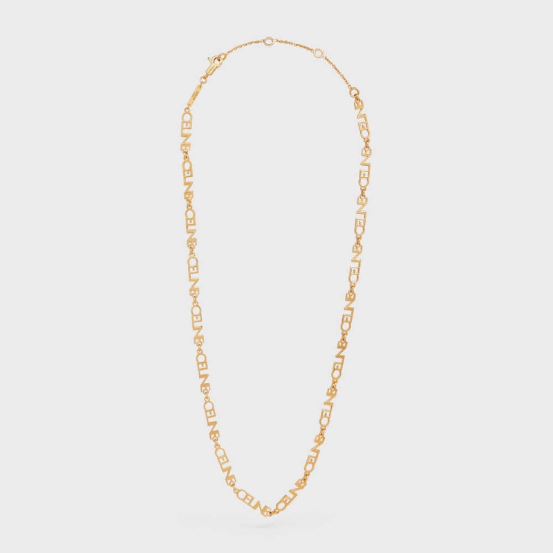 Celine Multi Logo in Brass with Gold Finish Necklaces Gold | CL-592250