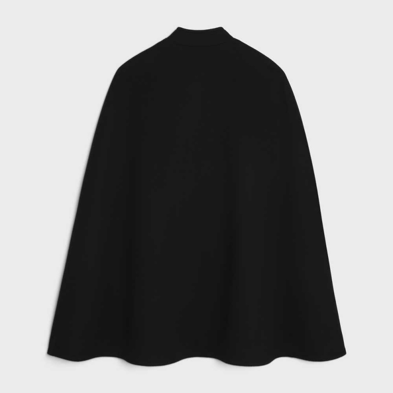 Celine Officer cape in wool and cashmere cloth Coats Black | CL-592626