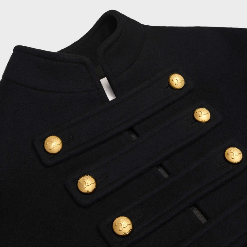 Celine Officer cape in wool and cashmere cloth Coats Black | CL-592626