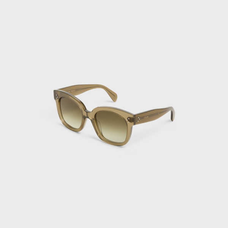 Celine Oversized S002 in Acetate Sunglasses Transparent Khaki | CL-592438