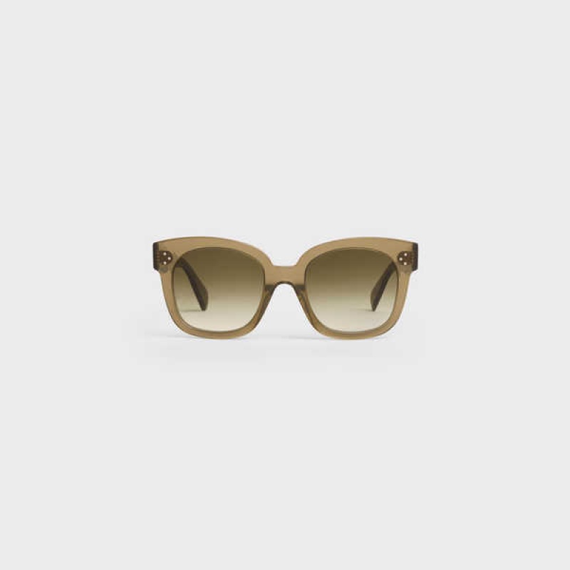 Celine Oversized S002 in Acetate Sunglasses Transparent Khaki | CL-592438