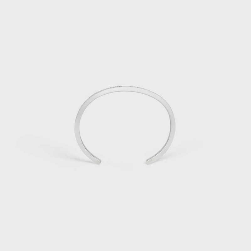 Celine Paris Thin Cuff in Brass with Rhodium Finish Bracelets Silver | CL-592216