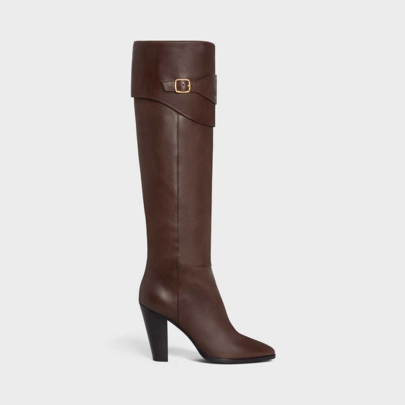 Celine RIDING WITH TRIOMPHE WILTERN in CALFSKIN Boots OAK | CL-592516