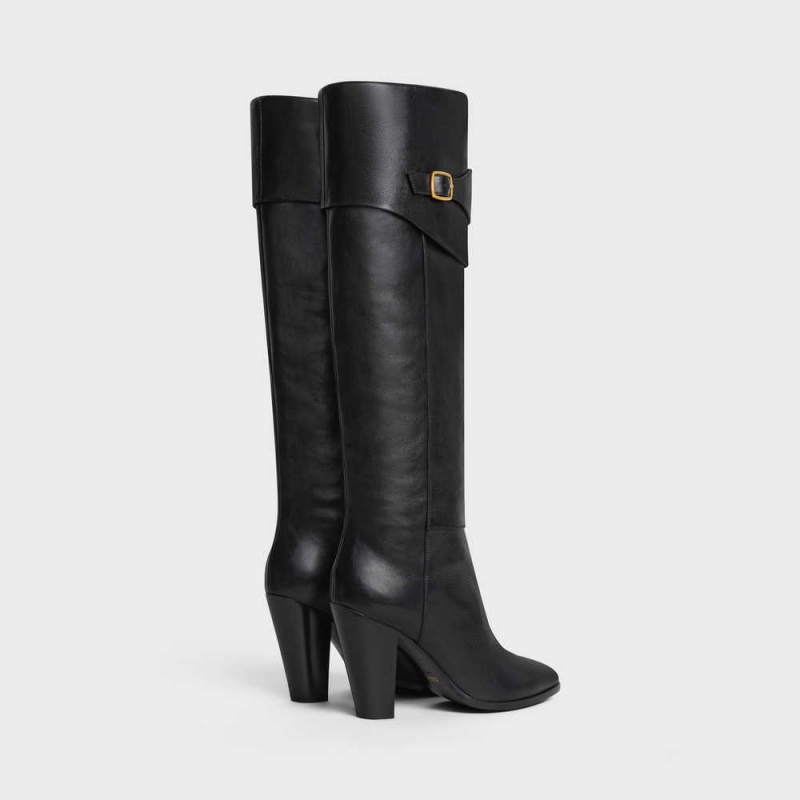 Celine RIDING WITH TRIOMPHE WILTERN in CALFSKIN Boots Black | CL-592515