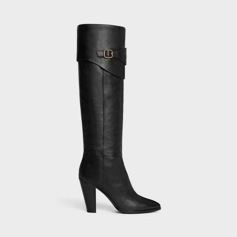 Celine RIDING WITH TRIOMPHE WILTERN in CALFSKIN Boots Black | CL-592515