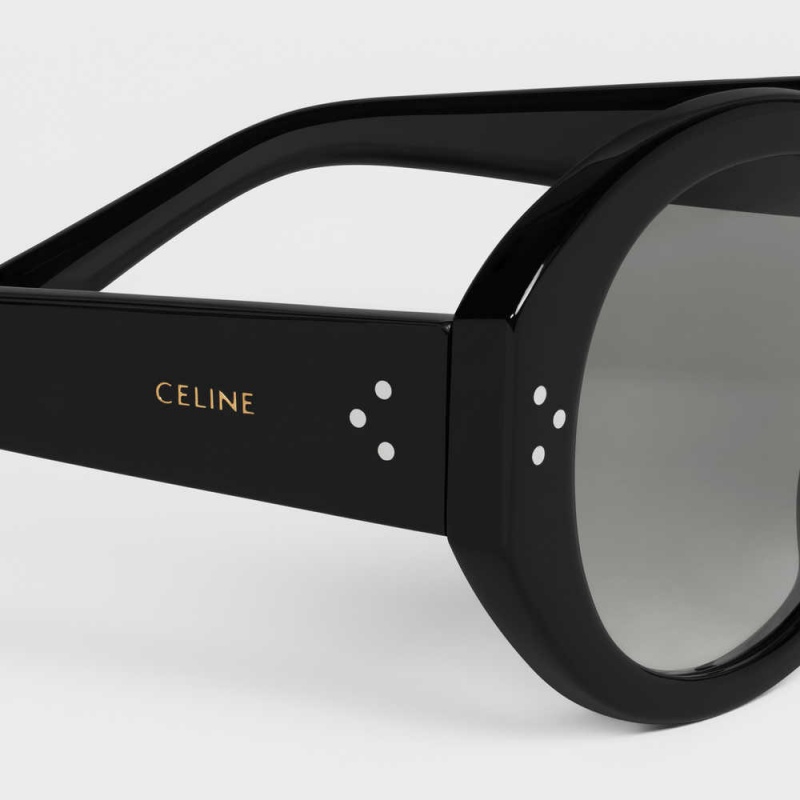 Celine Round S240 in Acetate Sunglasses Black | CL-592432