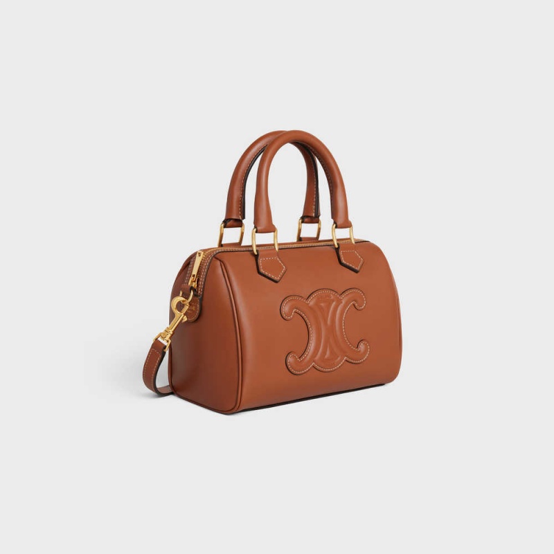 Celine SMALL BOSTON in Smooth Calfskin Cuir Triomphe Tan | CL-593149