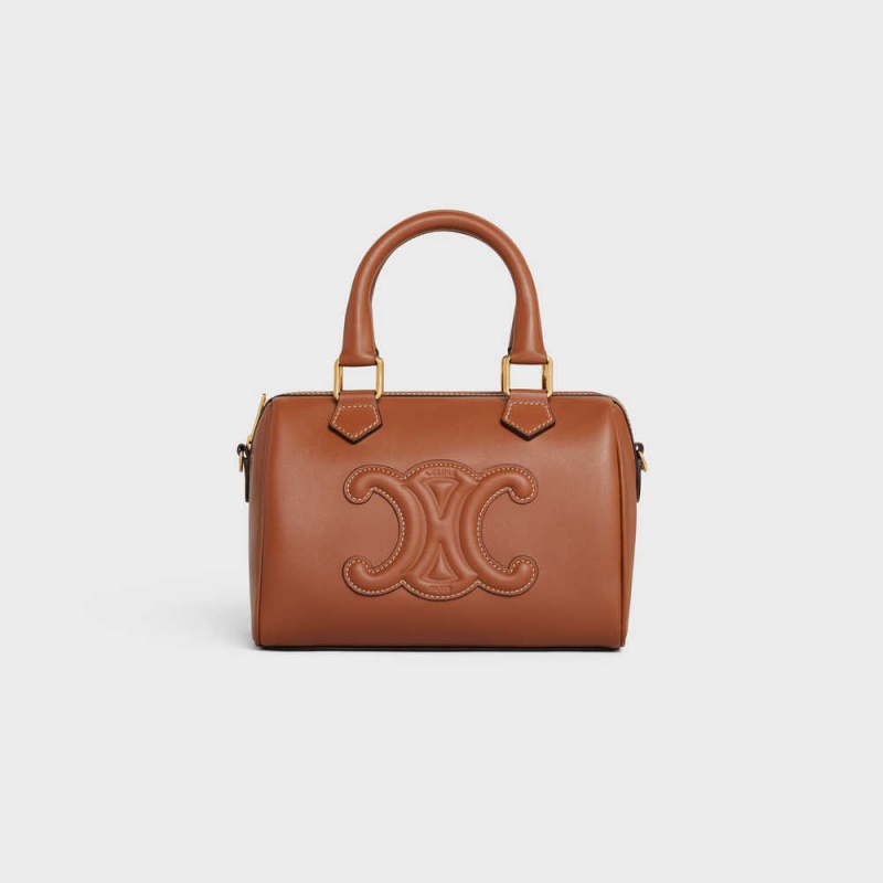 Celine SMALL BOSTON in Smooth Calfskin Cuir Triomphe Tan | CL-593149