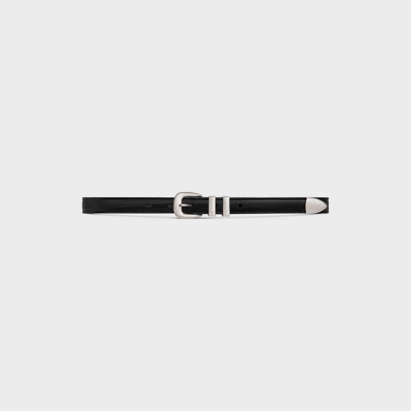 Celine SMALL WESTERN in Taurillon Leather Belts Black | CL-592477