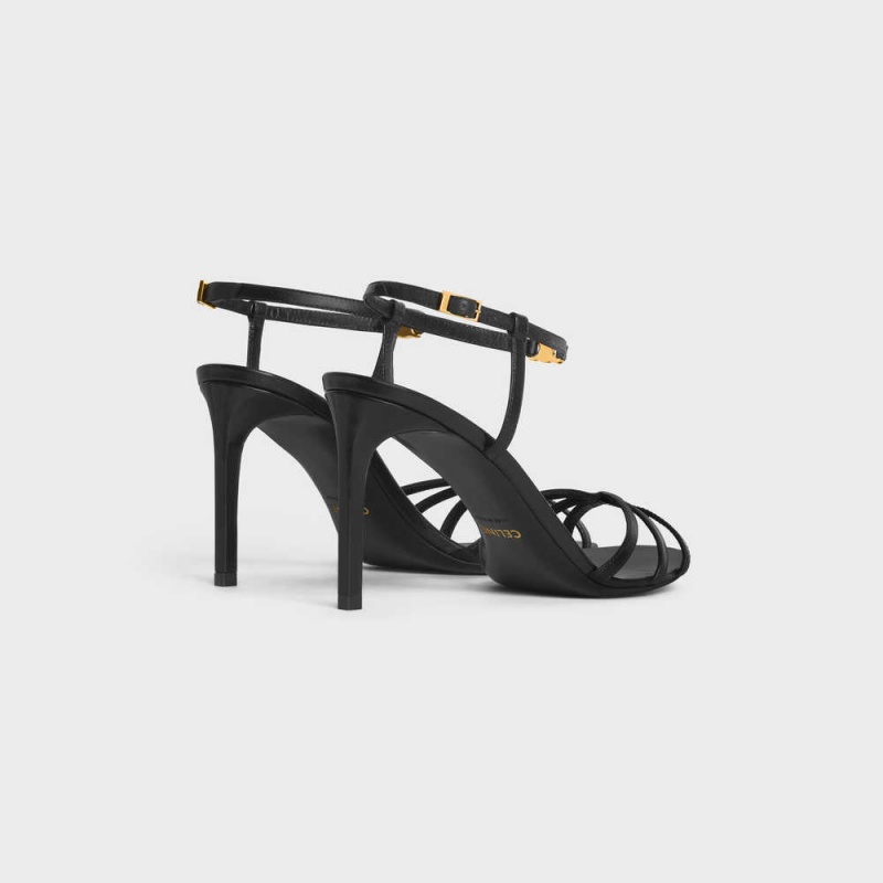 Celine SOIR in LAMBSKIN Sandals Black | CL-592596