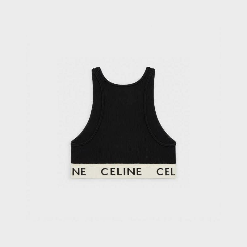 Celine SPORTS BRA IN ATHLETIC KNIT Sweatshirts BLACK / CREAM | CL-592808