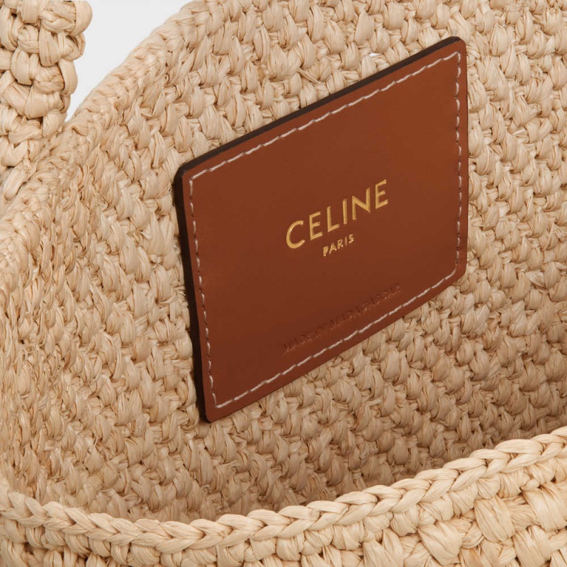 Celine SUPPLE SMALL TRIOMPHE CLASSIC in Raffia and calfskin Panier Tan | CL-593067