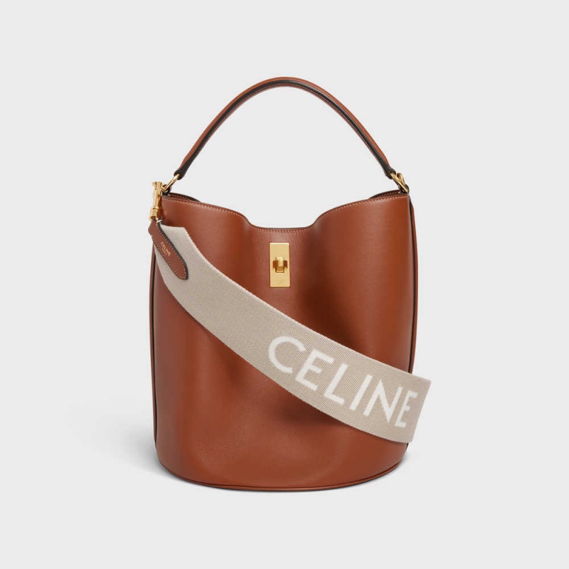 Celine Short Strap in Wool with jacquard with GOLD FINISHING Leather Goods Accessories Beige/White | CL-592915