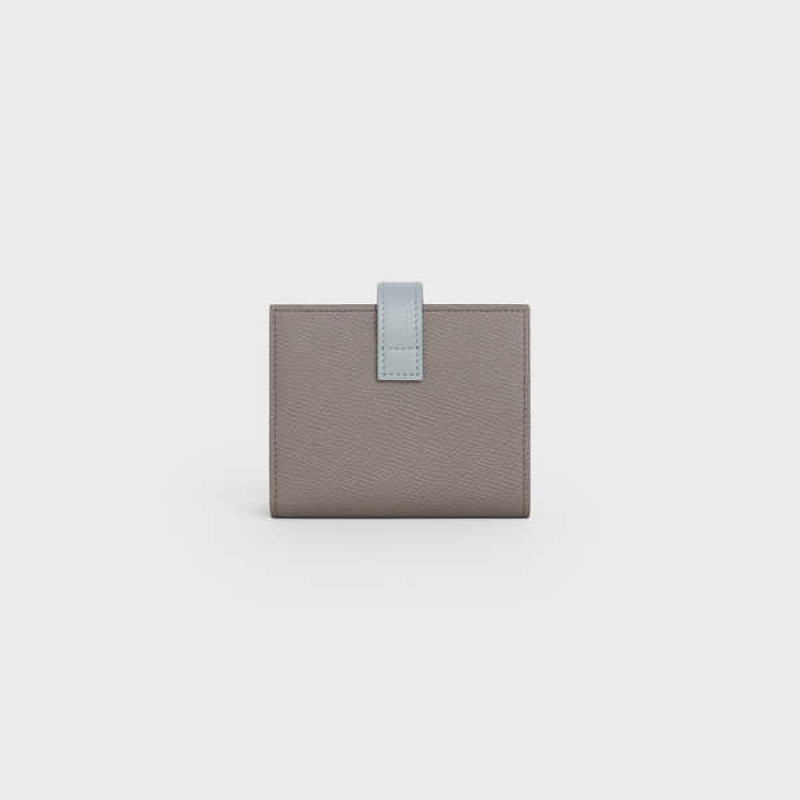 Celine Small Strap Essentials in Bicolour Grained Calfskin Wallets Pebble/ Mineral | CL-592987