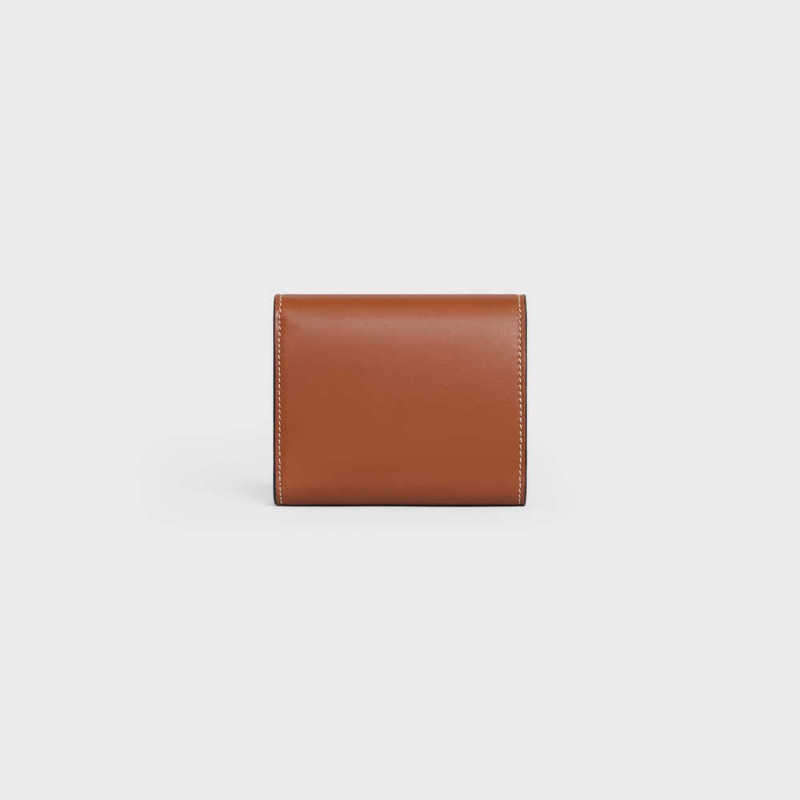 Celine Small TRIOMPHE in Shiny Smooth Lambskin Wallets Tan | CL-592969