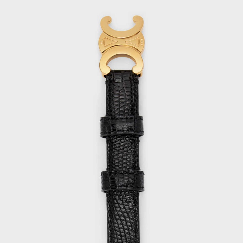 Celine Small TRIOMPHE in lizard Belts Black | CL-592471