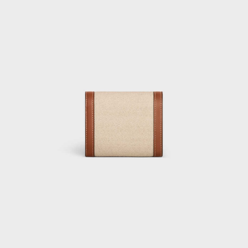 Celine Small TRIOMPHE in textile and calfskin Wallets Natural / Tan | CL-592976