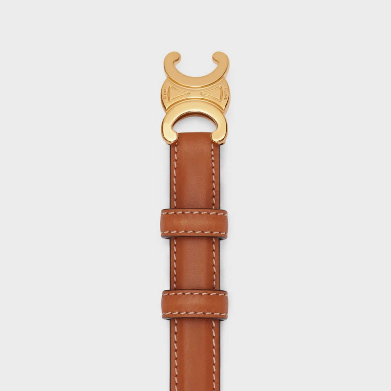 Celine Small Triomphe in Natural Calfskin Belts Tan | CL-592466