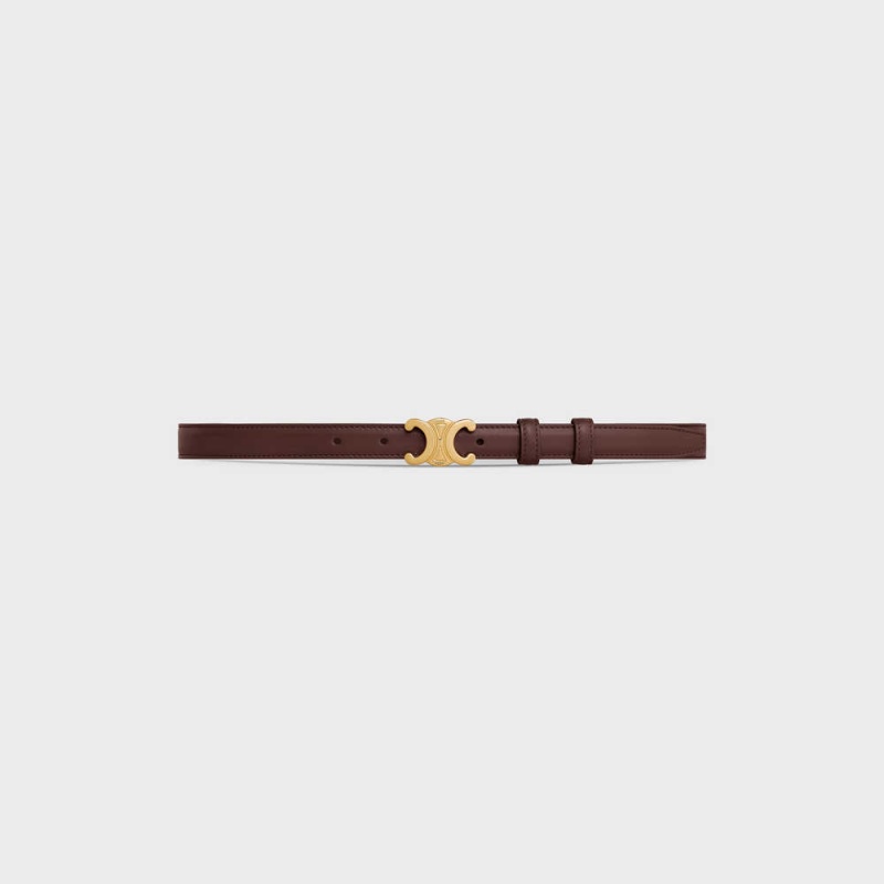 Celine Small Triomphe in Taurillon Leather Belts Chestnut | CL-592464