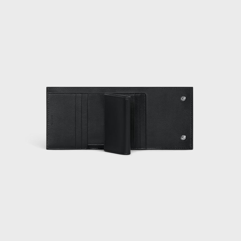 Celine Small trifold in Grained calfskin Wallets Black | CL-591795