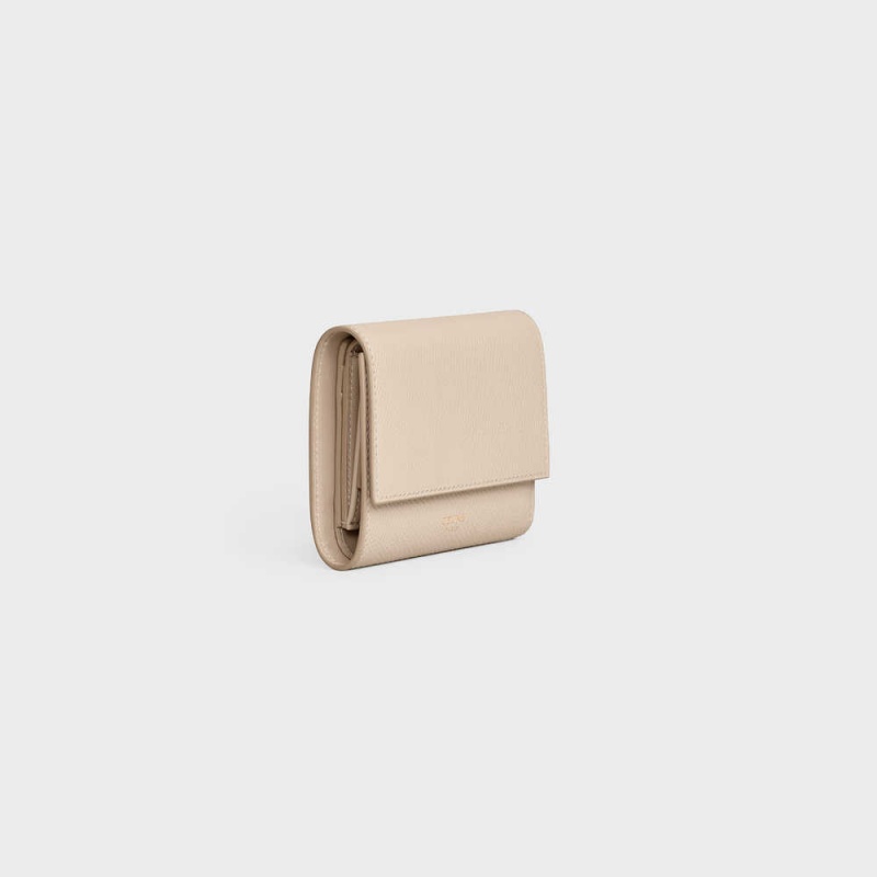 Celine Small trifold in Grained calfskin Wallets Nude | CL-593006