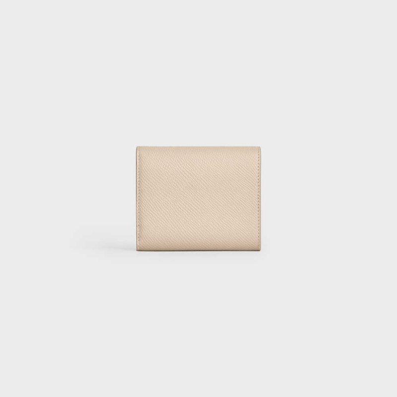 Celine Small trifold in Grained calfskin Wallets Nude | CL-593006