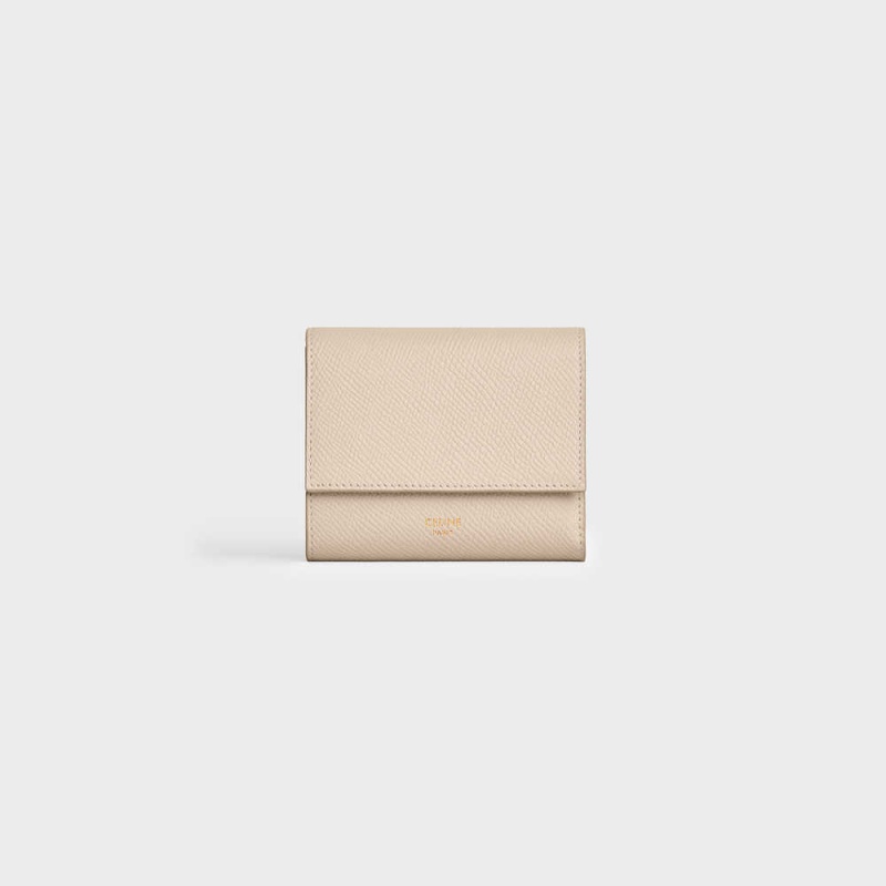 Celine Small trifold in Grained calfskin Wallets Nude | CL-593006