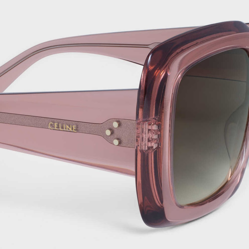 Celine Square S263 in Acetate Sunglasses Transparent Rose Caramel | CL-592377