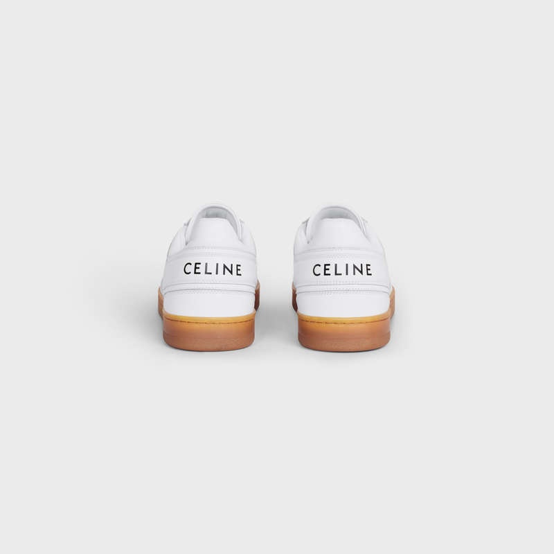 Celine TRAINER LOW LACE-UP in CALFSKIN Sneakers Optic White/Beige | CL-591903