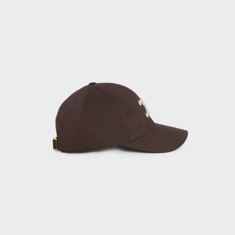 Celine TRIOMPHE BASEBALL IN COTTON Cap Cacao | CL-592352