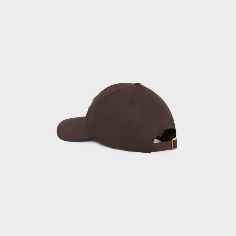 Celine TRIOMPHE BASEBALL IN COTTON Cap Cacao | CL-592352