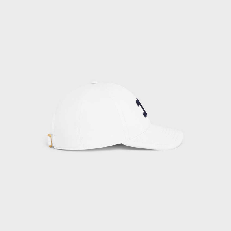 Celine TRIOMPHE BASEBALL IN COTTON Cap White | CL-592358