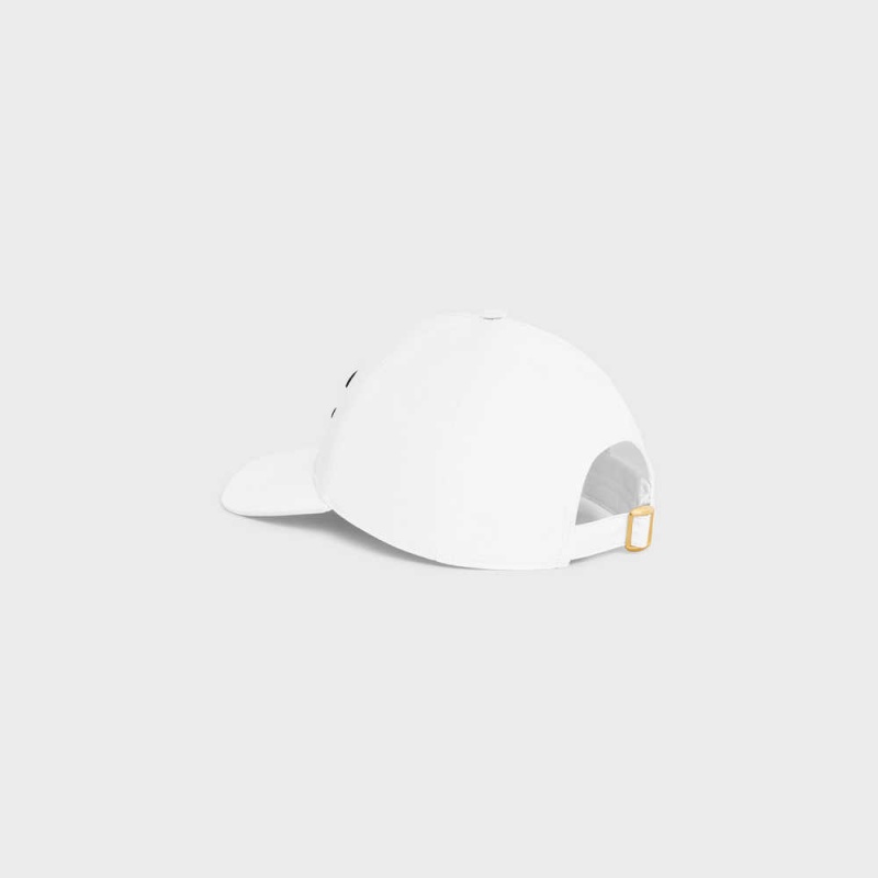 Celine TRIOMPHE BASEBALL IN COTTON Cap White | CL-592358