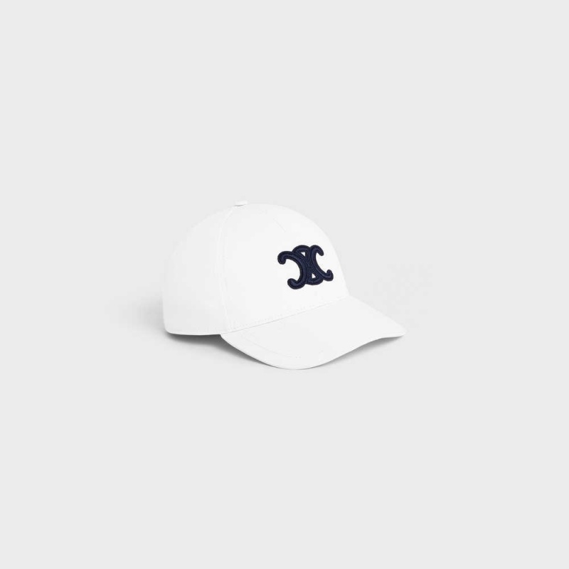 Celine TRIOMPHE BASEBALL IN COTTON Cap White | CL-592358