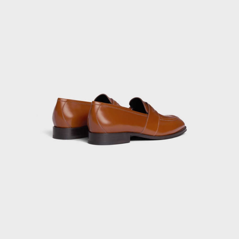 Celine TRIOMPHE MALAQUAIS in POLISHED BULLSKIN Loafers Tan | CL-592531