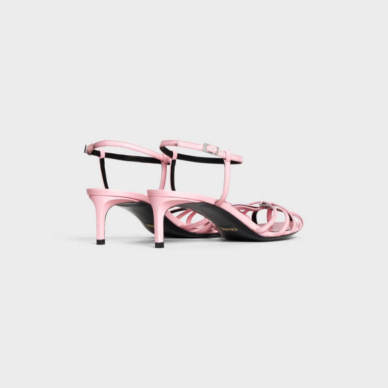 Celine TRIOMPHE in KIDSKIN SILVER FINISHING Sandals Pink | CL-592603