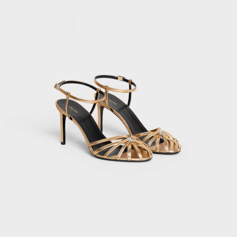 Celine TRIOMPHE in Laminated Sandals Gold | CL-592599