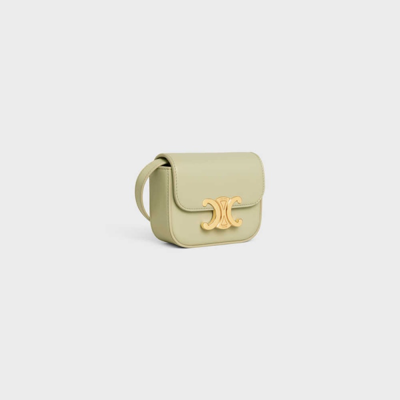 Celine TRIOMPHE in Shiny calfskin Mini Bags ALMOND GREEN | CL-593013