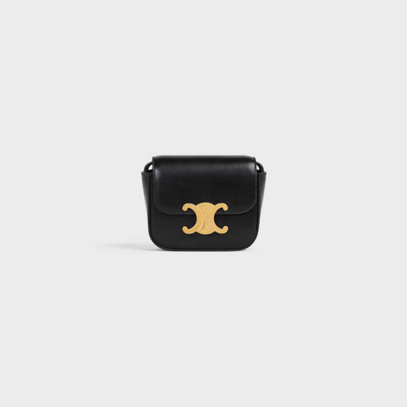 Celine TRIOMPHE in Shiny calfskin Mini Bags Black | CL-593008