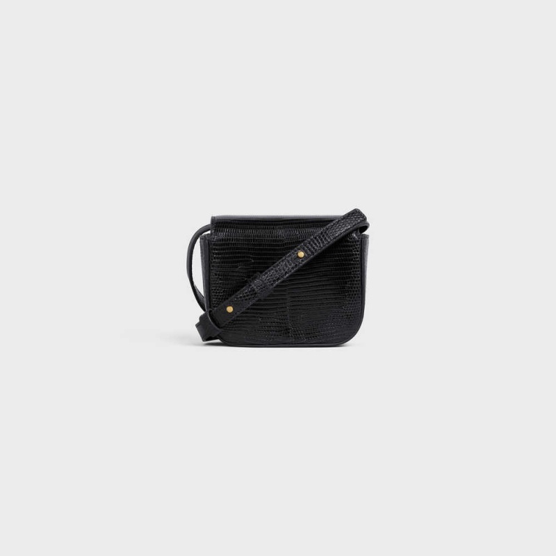 Celine TRIOMPHE in lizard Mini Bags Black | CL-593016