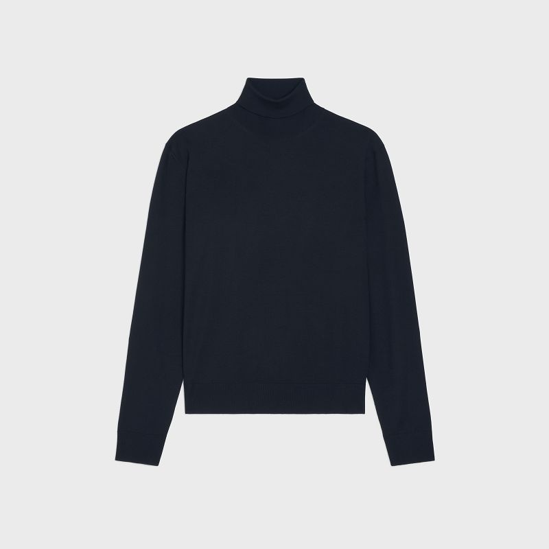 Celine TURTLENECK IN ICONIC MERINOS Knitwear Black | CL-592106