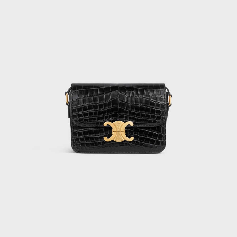 Celine Teen Bag in Niloticus Crocodile Triomphe Black | CL-593208