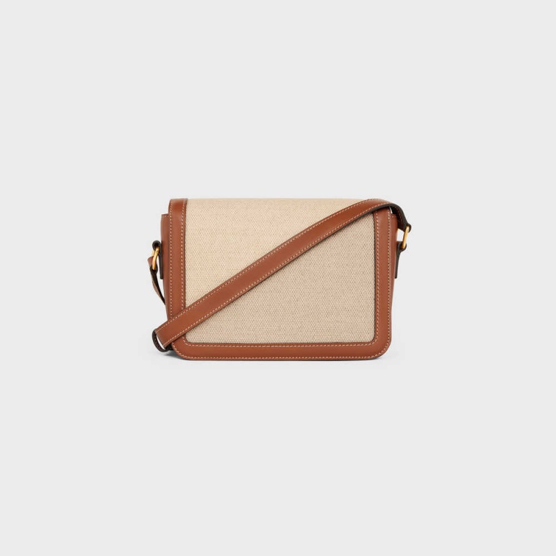 Celine Teen Bag in TEXTILE AND CALFSKIN Triomphe Natural / Tan | CL-593194