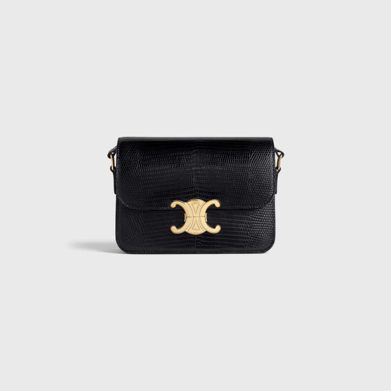 Celine Teen Bag in lizard Triomphe Black | CL-593213