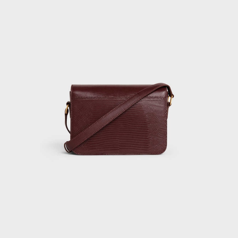 Celine Teen Bag in lizard Triomphe Dark Burgundy | CL-593214