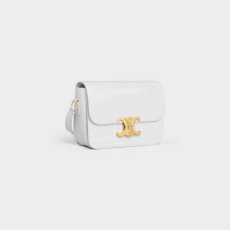 Celine Teen Bag in shiny calfskin Triomphe Arctic White | CL-593206