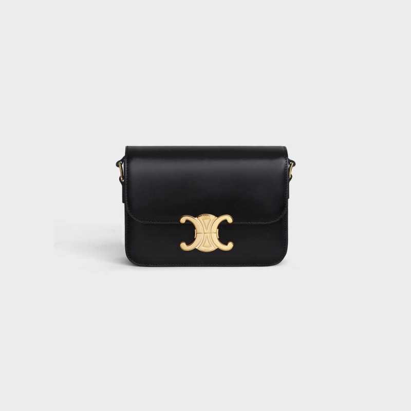 Celine Teen Bag in shiny calfskin Triomphe Black | CL-593196