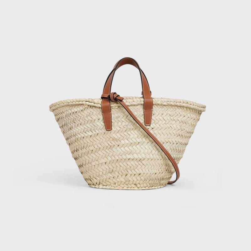 Celine Teen Triomphe Classic in Palm leaves and Calfskin Panier Tan | CL-593072