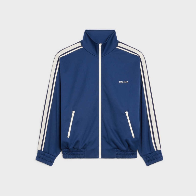 Celine Tracksuit in double face jersey Jackets Blue/White | CL-592676