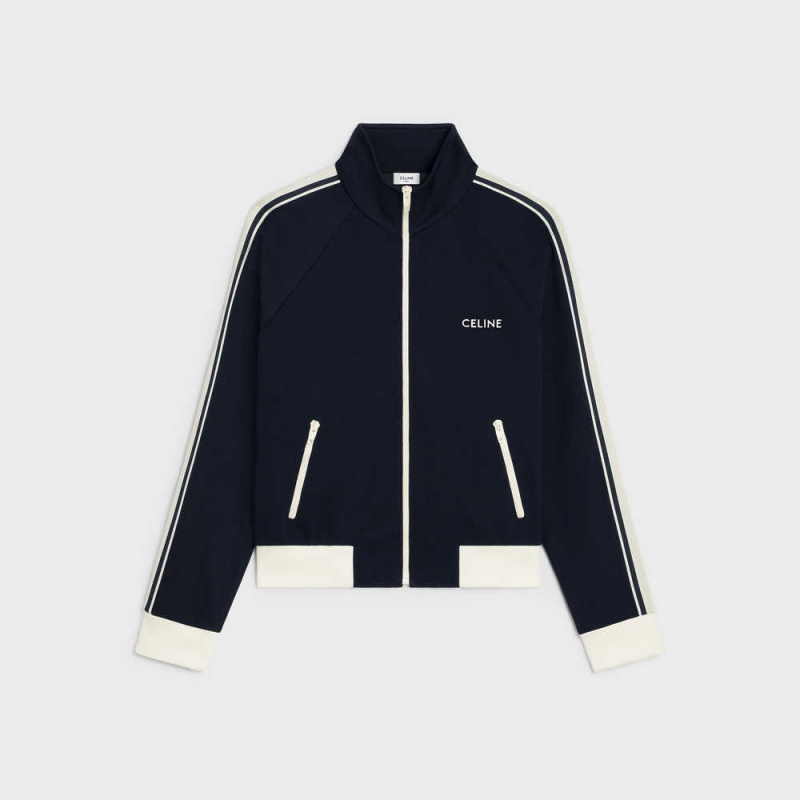 Celine Tracksuit in double face jersey Jackets BLEU ANCRE / OFF WHITE | CL-592674